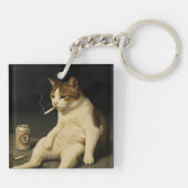 Porte-clés Kitty Chaton Fumé Mignon Mème Génération Z Drôle (Dos)