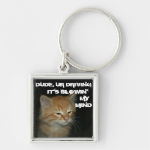 Porte-clés Kitty "DUDE DRIVING IT'S BLOWIN' MON ESPRIT" Porte