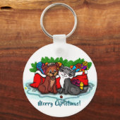 Porte-clés Kitty et chiot, Happy XMas (Recto)