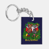 Porte-clés Kitty et chiot, Happy XMas (Devant gauche)