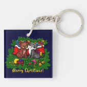 Porte-clés Kitty et chiot, Happy XMas (Dos)
