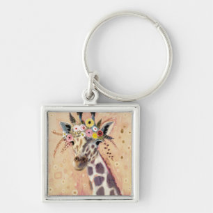 Porte-clés Klimt Giraffe Orné De Fleurs