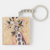 Porte-clés Klimt Giraffe | Orné De Fleurs (Dos)