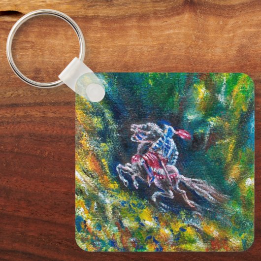 PORTE-CLÉS KNIGHT LANCELOT, CHEVAL EN FORÊT VERTE (Recto)