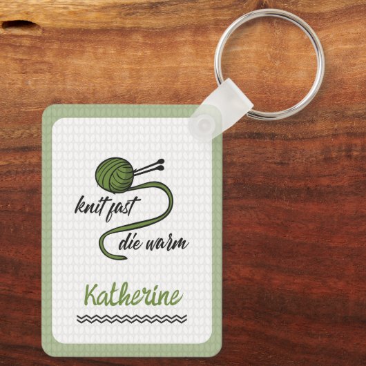 Porte-clés Knit Vert Olive Rapide, Mourir Chaud (Verso)