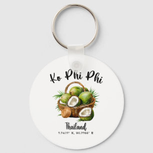 Porte-clés Ko Phi Phi Cocotier Thaïlande Tropical Koh Île Gp