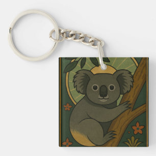 Porte-clés Koala ornemental en Mandala botanique