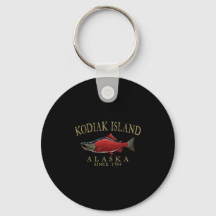 Porte-clés Kodiak Island Alaska Saumon Depuis 1784 Arqué Brun