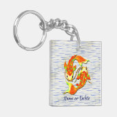 Porte-clés Koi Carp Fish Orange Green sur l'eau - Ajouter le  (Devant gauche)