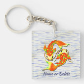 Porte-clés Koi Carp Fish Orange Green sur l'eau - Ajouter le  (Devant)