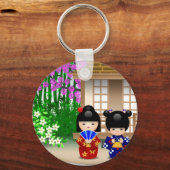 Porte-clés Kokeshi Dolls et Teahouse (Recto)