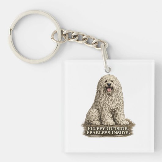 Porte-clés Komondor – Fourrure extérieure intrépide à l'intér (Devant)