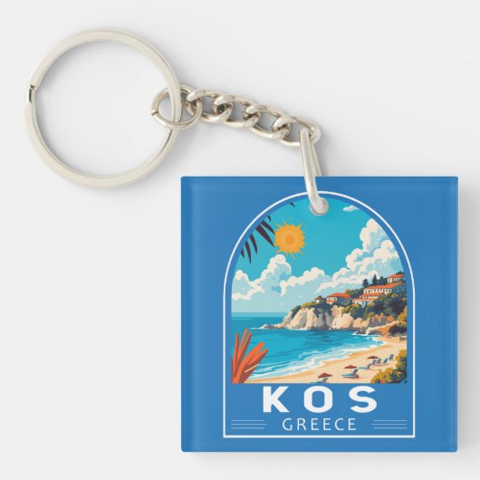 Porte-clés Kos Grèce Voyage Art Rétro (Devant)