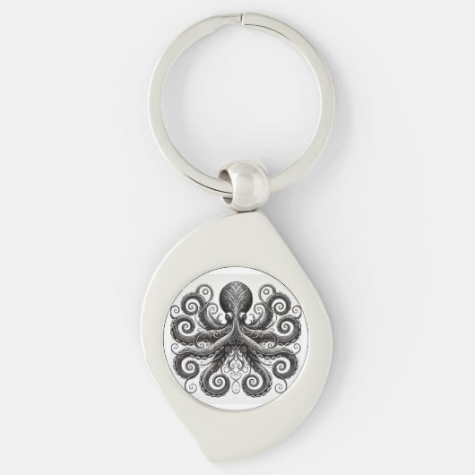 Porte-clés Kraken Steampunk Octopus Ornate Black (Devant)
