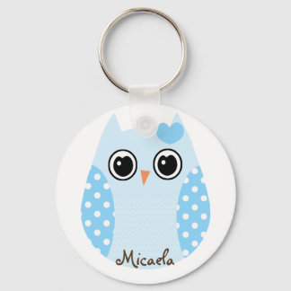 Porte-clés KRW Blue Polka Dot Owl Porte - clé personnalisé Fa