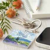 Porte-clés Kula Maui Haleakala Hawaii Lavender Retro (Devant Droit)
