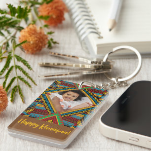 Porte-clés Kwanzaa Patter Diamond Couleur Lumineuse Personnal