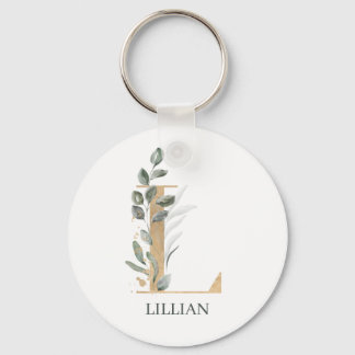 Porte-clés L Monogram Floral Porte - clé personnalisé