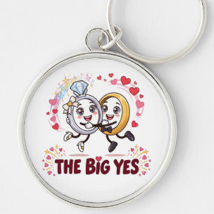 Porte-clés La bague de fiançailles dessin animé couple The Bi
