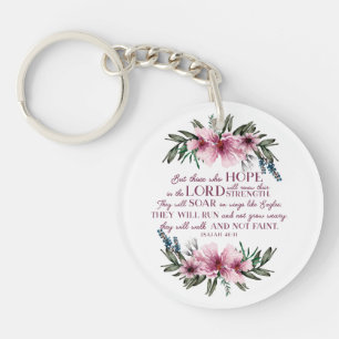 Porte-clés La Bible chrétienne Verse rose Floral Photo