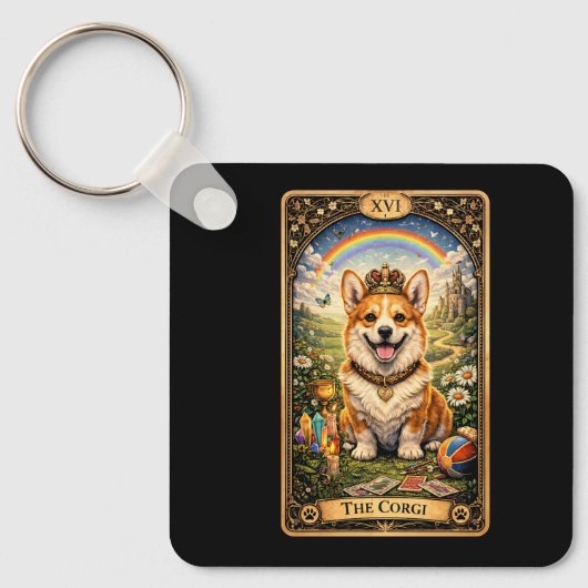 Porte-clés La carte de tarot Corgi (Recto)