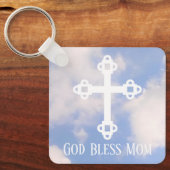 Porte-clés La Croix de Dieu bénit maman dans le ciel Fête des (Recto)