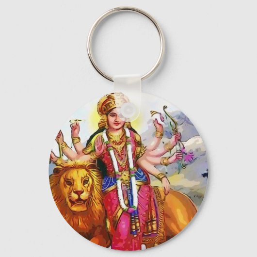 Porte-clés La déesse Durga avec la peinture de lion (Recto)