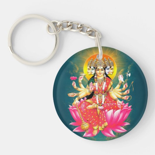 Porte-clés La déesse Gayatri Devi sur Lotus Hindu Deity (Devant)