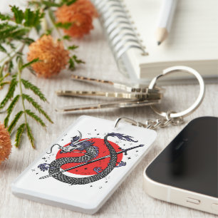 Porte-clés La défiance du dragon : une œuvre d'art chinoise m