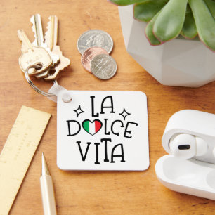 Porte-clés La Dolce Vita Cœur de drapeau italien mignon