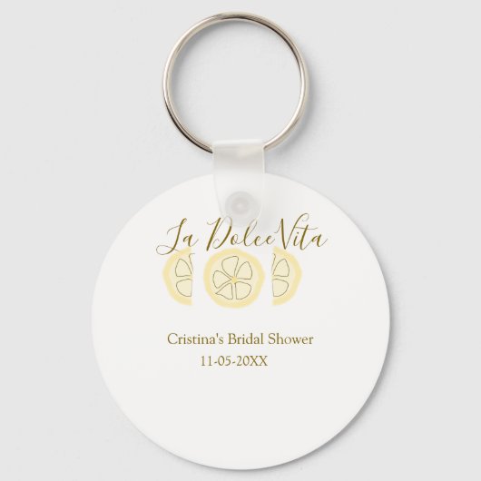 Porte-clés La Dolce Vita jaune citron pastel douche de mariée (Recto)