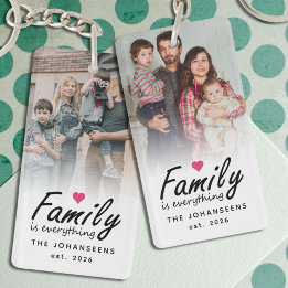 Porte-clés La famille est tout, photo personnalisée recto-ver