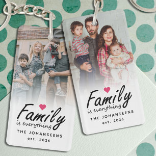 Porte-clés La famille est tout, photo personnalisée recto-ver