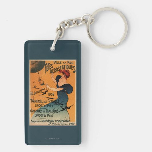 Porte-clés La femme Rouge-Dirigée attend l'affiche d'oiseaux (Dos)