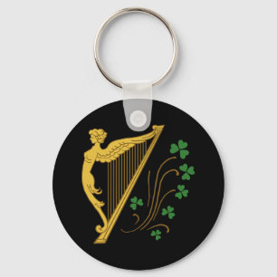 Porte-clés La Fête de la Saint-Patrick Harpe d'Or et Trèfles
