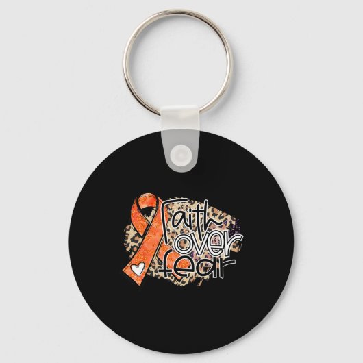 Porte-clés La foi sur la peur Leopard Orange Ribbon Leukemia (Recto)