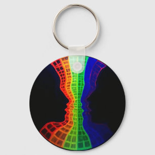 Porte-clés La fontaine d'amour fluorescente colorée arc-en-ci