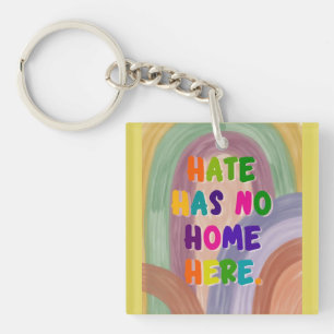 Porte-clés La haine n'a pas de chez-soi ici Arc-en-ciel color