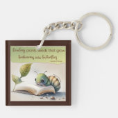 Porte-clés La lecture transforme les bouquins en papillons (Dos)