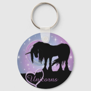 Porte-clés La licorne noire mystique (Pastel Swirl)