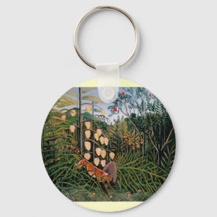 Porte-clés La lutte de Rousseau entre Tiger et Bull (1909)