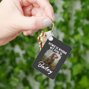Porte-clés La maison est là où est mon chien, nom et photo de