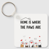 Porte-clés La maison est là où les pattes sont drôle mignonne (Recto)