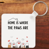 Porte-clés La maison est là où les pattes sont drôle mignonne (Verso)