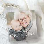 Porte-clés La meilleure grand-mère du monde photo de l'année<br><div class="desc">Porte - clé avec votre photo personnalisée et le texte "Meilleure grand-mère du monde" avec l'année personnalisée ou autre texte ci-dessous.</div>