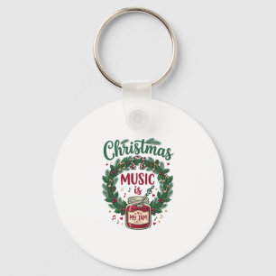Porte-clés La musique de Noël est un casque de jarre de pin d