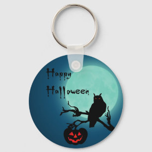 Porte-clés La nuit d'Halloween Chouette Citrouille