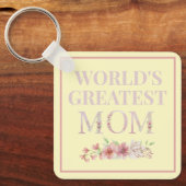 Porte-clés La plus grande maman du monde Jaune et Floral (Recto)