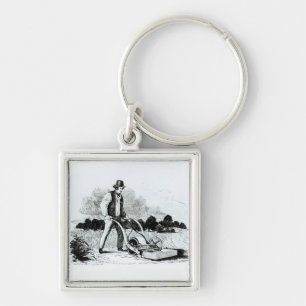 Porte-clés La première tondeuse à gazon (gravure) (photo de