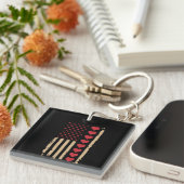 Porte-clés La Saint-Valentin Drapeaux américains Cœurs  (Devant Droit)